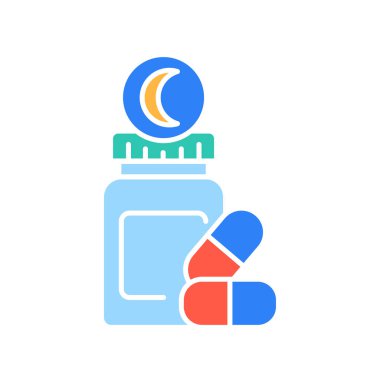 Dijital ve yazdırma projeleri için melatonin optimizasyon renk düz simgesi. Uygulamalar ve web siteleri için en az temiz simgeler. UI UX ve markalaşma için modern basit simgeler