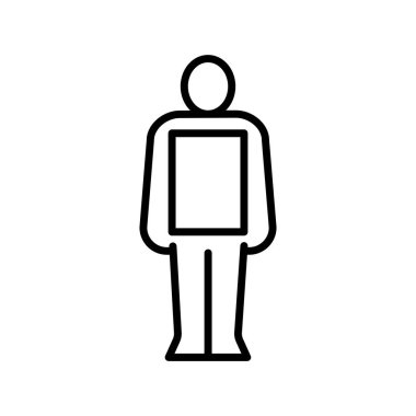 Dijital ve yazdırma projeleri için dikdörtgen erkek tipi siyah çizgi simgesi. Uygulamalar ve web siteleri için en az temiz simgeler. UI UX ve markalaşma için modern basit simgeler