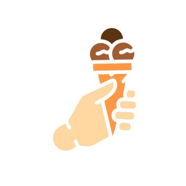 Dijital ve yazdırma projeleri için dondurma külahı rengi düz simge. Uygulamalar ve web siteleri için en az temiz simgeler. UI UX ve markalaşma için modern basit simgeler