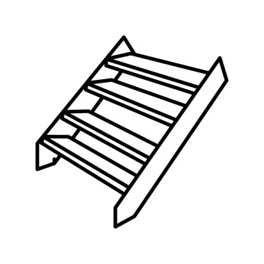 Uygulamalar ve web siteleri için merdiven siyahı simgesi. İnşaat elementleri. UI UX ve markalaşma için modern basit simgeler