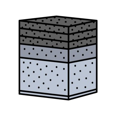 Uygulamalar ve web siteleri için asfalt katman renk çizgisi simgesi. İnşaat elementleri. UI UX ve markalaşma için modern basit simgeler