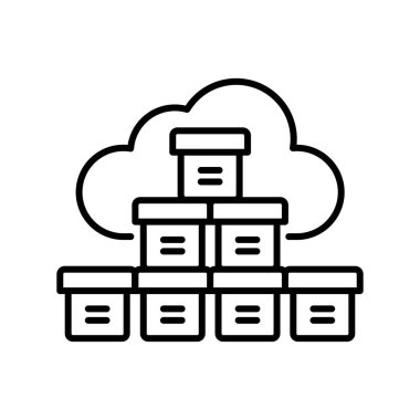 Liman konteynırı siyah çizgi simgesi. Vektör izole eleman. Düzenlenebilir vuruş