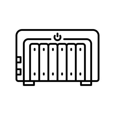Nas depolama siyah çizgi simgesi. Vektör izole eleman. Düzenlenebilir vuruş