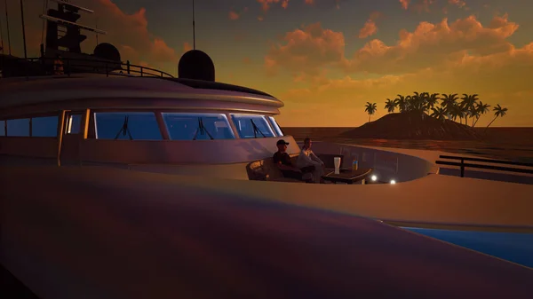 Super Yacht Vacances Luxe Illustration Haute Résolution Extrêmement Détaillée Réaliste — Photo