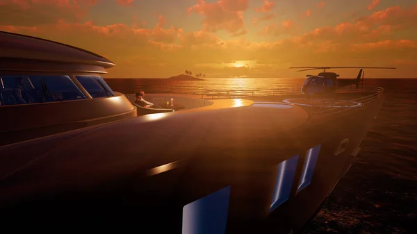 Super Yacht Luxe Vakantie Uiterst Gedetailleerde Realistische Illustratie Met Hoge — Stockfoto