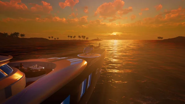 Super Yacht Vacanza Lusso Illustrazione Alta Risoluzione Estremamente Dettagliata Realistica — Foto Stock