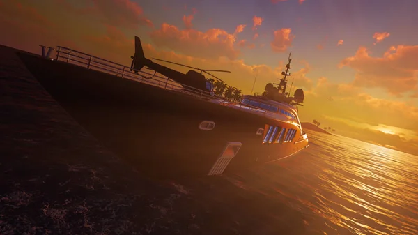 Szuper Jacht Luxus Nyaralás Rendkívül Részletes Reális Nagy Felbontású Illusztráció Jogdíjmentes Stock Fotók