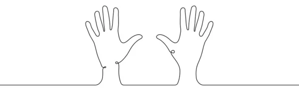Desenho Arte Linha Duas Mãos Linha Contínua Desenho Mão Ilustração —  Vetores de Stock