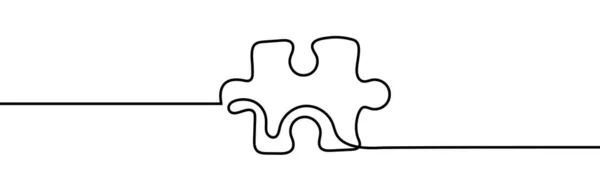 パズルの連続的な1行の図面 1行のベクトル図 — ストックベクタ