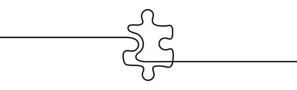 Continuous one line drawing of puzzle. One line vector illustration