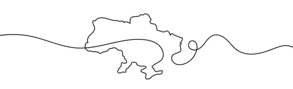 Mapa Lineal Ucrania Ilustración Vector Una Línea Mapa País Continuo — Vector de stock