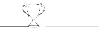 Kazanan kupa minimalizminin bir çizgi çizimi nesne tasarımı illüstrasyonu.