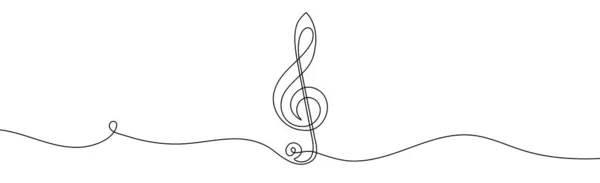 Signe Musical Continu Dessin Une Ligne Symbole Clé Minimalisme Design — Image vectorielle
