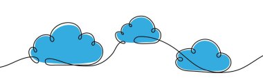Continuous one line drawing. Cloud on white background. Vector illustration.