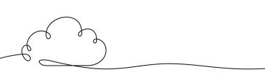 Continuous one line drawing. Cloud on white background. Vector illustration.