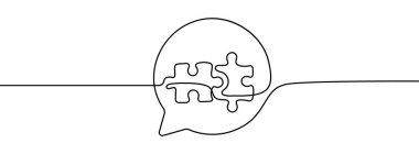 Kalpli mesaj balonu. Beyaz arkaplanda izole edilmiş sürekli bir çizgi vektör illüstrasyonu.