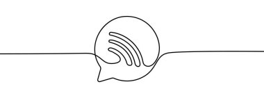 Kabarcık Sohbeti Wifi İnternet Bağlantı Teknolojisi Bir satır vektör çizimi beyaz arka planda izole.