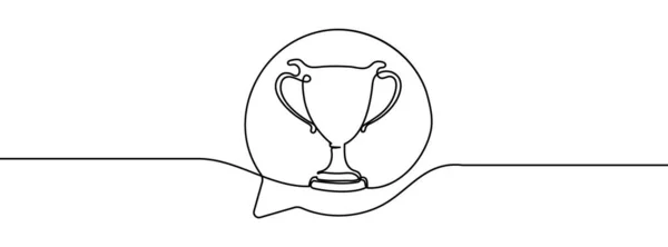Taça Premiada Bolha Mensagem Uma Ilustração Vetorial Linha Contínua Isolada — Vetor de Stock