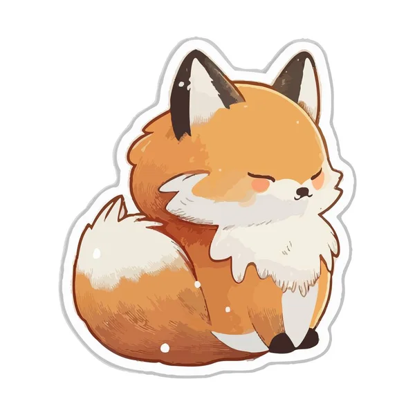Cute Fox Sticker Vector Illsutration Isolated White Background — Stock Vector