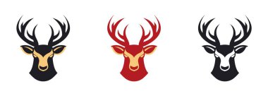 Geyik simgesi, beyaz arkaplanda izole edilmiş logo. Vektör illüstrasyonu.