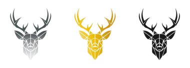 Geyik simgesi, beyaz arkaplanda izole edilmiş logo. Vektör illüstrasyonu.