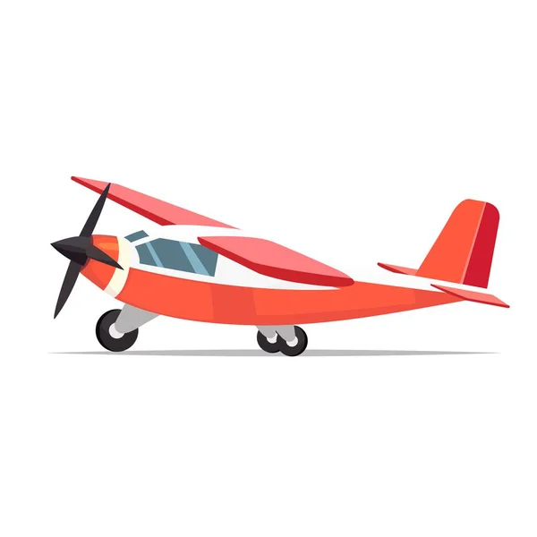 Small Red Propeller Vector Plane Flat Design Small Light Aircraft — Stock Vector