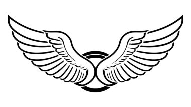 Melek kanatları, kuş kanatları, çizgi film el çizimleri, vektör çizimleri. Logo, simge.