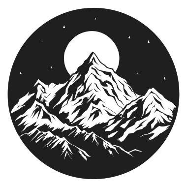 Dağlar. Elle çizilmiş kayalık tepeler. Vektör illüstrasyonu