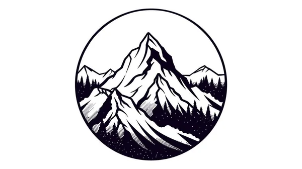 Des Montagnes Pics Rocheux Dessinés Main Illustration Vectorielle — Image vectorielle