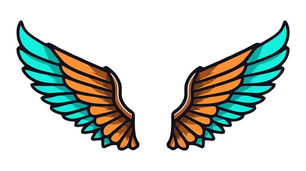 天使の翼 鳥の翼コレクション漫画手描きベクトルイラスト アイコン — ストックベクタ