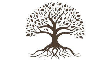 Beyaz arka planda ağaç logosu. Vektör illüstrasyonu.