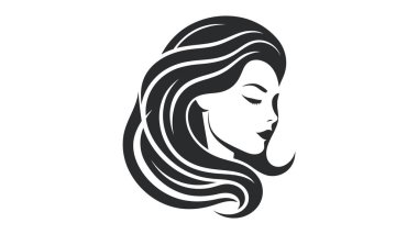 Güzel bir kız silueti, kadın. Salon logosu, beyaz arkaplanda vektör illüstrasyonu.