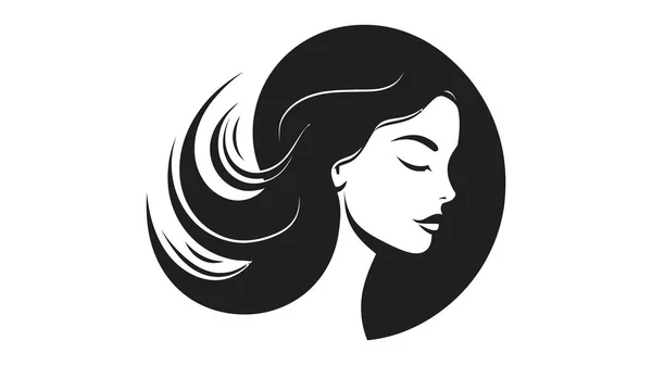 Hermosa Silueta Chica Mujer Logo Del Salón Ilustración Vectorial Sobre — Vector de stock