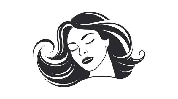 Hermosa Silueta Chica Mujer Logo Del Salón Ilustración Vectorial Sobre — Vector de stock