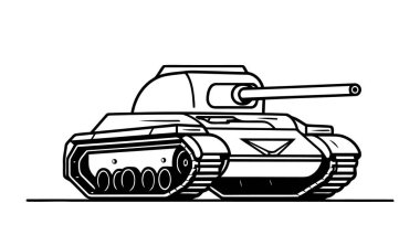 Siluet tankı logo şablonu. Vektör illüstrasyonu beyaz arkaplanda izole edildi