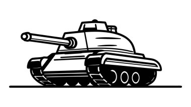 Siluet tankı logo şablonu. Vektör illüstrasyonu beyaz arkaplanda izole edildi