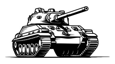 Siluet tankı logo şablonu. Vektör illüstrasyonu beyaz arkaplanda izole edildi