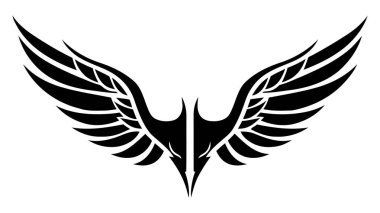 Melek kanatları, kuş kanatları, çizgi film el çizimleri, vektör çizimleri. Logo, simge.