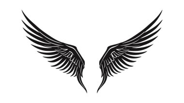 Melek kanatları, kuş kanatları, çizgi film el çizimleri, vektör çizimleri. Logo, simge.