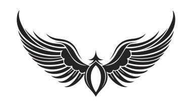 Melek kanatları, kuş kanatları, çizgi film el çizimleri, vektör çizimleri. Logo, simge.