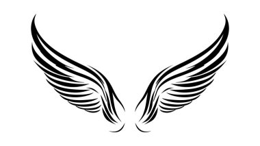 Melek kanatları, kuş kanatları, çizgi film el çizimleri, vektör çizimleri. Logo, simge.
