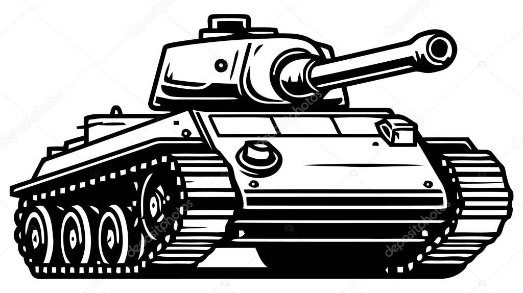 Silhouette tank logo template. Vector illustration isolated on white background