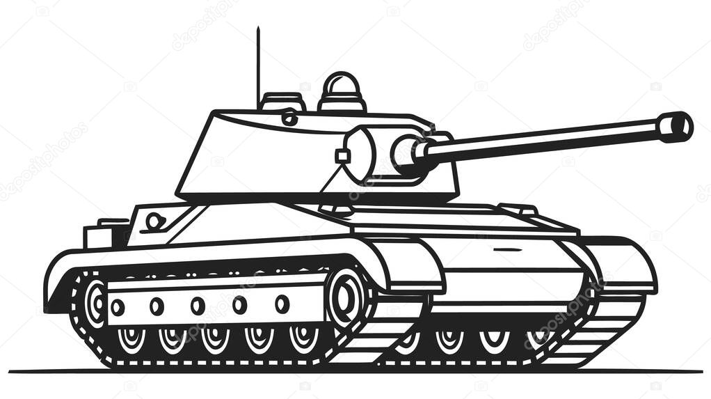 Silhouette tank logo template. Vector illustration isolated on white background