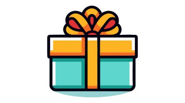 Kurdele çizgisi simgesi olan hediye kutusu, dış hat vektör işareti, beyaz üzerinde izole doğrusal biçim.