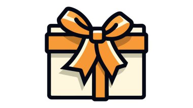 Kurdele çizgisi simgesi olan hediye kutusu, dış hat vektör işareti, beyaz üzerinde izole doğrusal biçim.