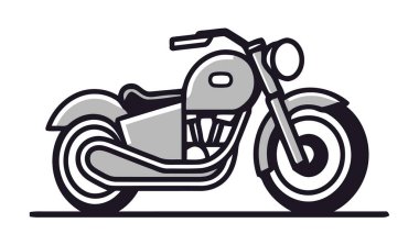 Motosiklet logosu, ikon. Vektör illüstrasyonu beyaz arkaplanda izole edildi