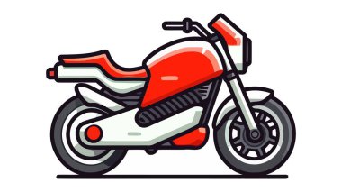 Motosiklet logosu, ikon. Vektör illüstrasyonu beyaz arkaplanda izole edildi