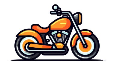 Motosiklet logosu, ikon. Vektör illüstrasyonu beyaz arkaplanda izole edildi