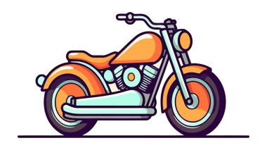 Motosiklet logosu, ikon. Vektör illüstrasyonu beyaz arkaplanda izole edildi