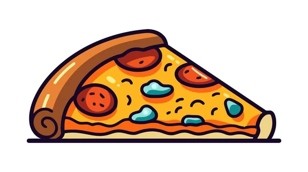 Ilustracja Wektora Pizzy Kawałek Wektora Pizzy Restauracji Kolacji Włoskiego Menu — Wektor stockowy